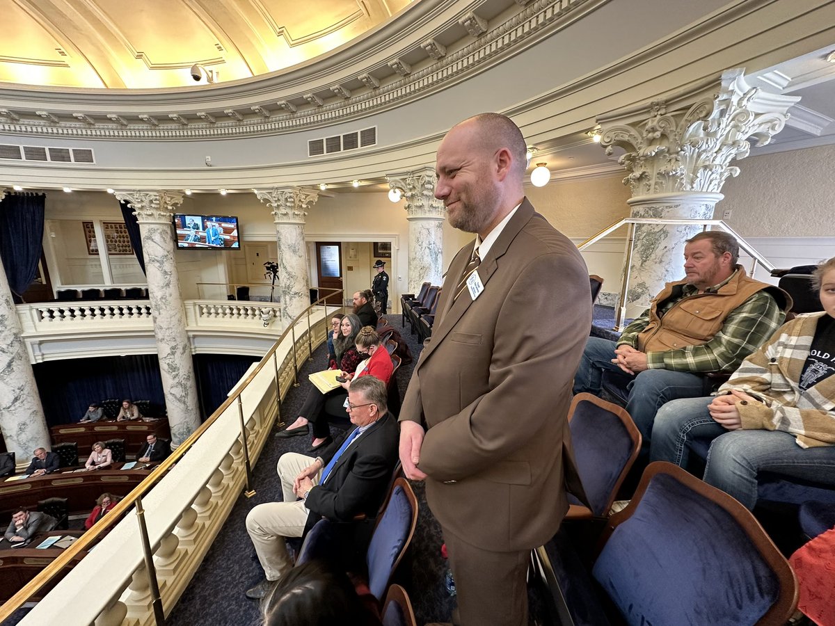 IdDeptOfEd's tweet photo. Honored to be recognized by both the #Idaho #Senate and #House today. Thank you Senator Geoff Schroeder and Representative Matthew Bundy for the warm remarks.
@Dist8SenatorID #TeacherOfTheYear #Mackay #CusterCounty #District8
- @TrentVanLeuven https://t.co/ai4yfANV2p