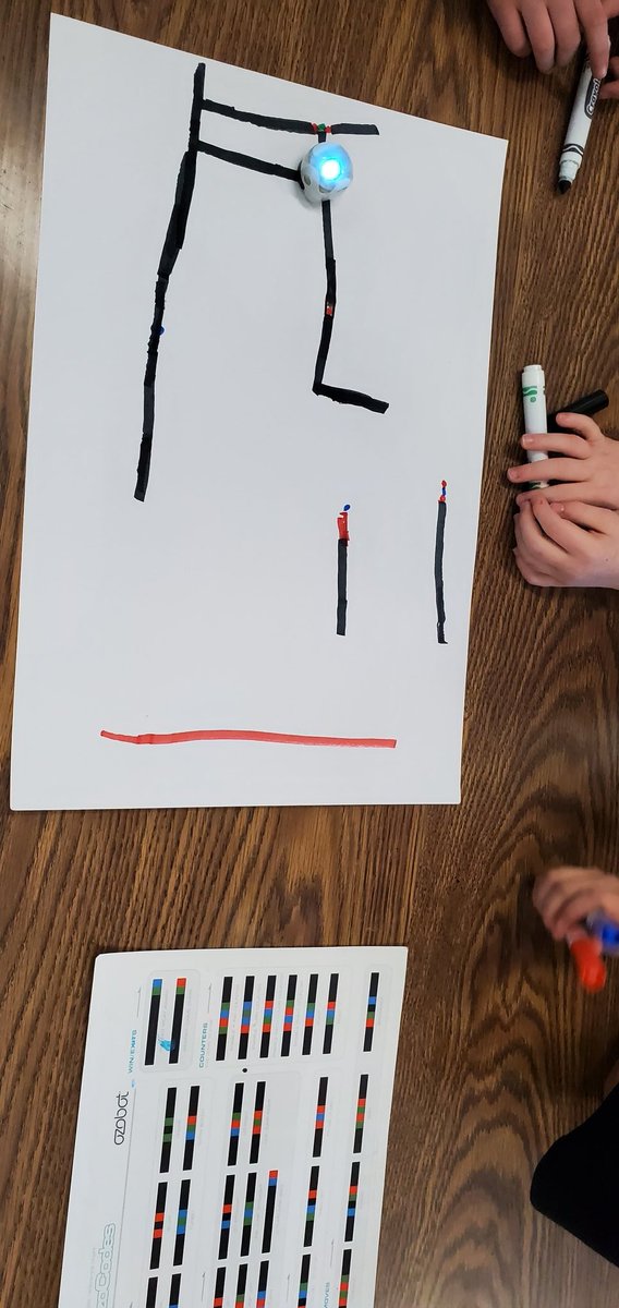 2nd graders are excited to start working with ozobots!!!  Students are working with color coding the robots to move and then will be doing light trail photography from their light.