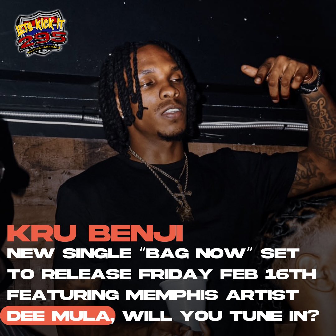 letskickit295's tweet photo. Will you be pressing play to this new @krubenji_ feat #deemula song “BAG NOW” ?! This joint is set to release Feb 16th &amp; we would like you to tune in &amp; tell us what you think of it!
________
#krubenji #indieartist #getfamiliar #bagnow #northcarolina 
#letskickit295����💯 https://t.co/Yy0MAdjw5E