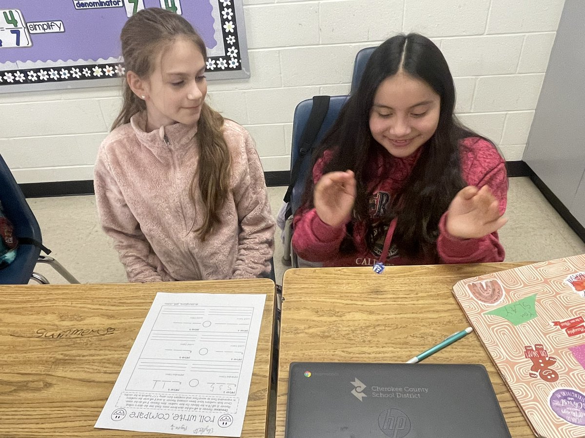 DrKCovington5's tweet photo. We had a blast comparing decimals this week. Students rolled the dice and strategically placed numbers to create the largest number. #buildingnumbersense #mathrocks #CCSDfam #EveryCougarCounts @MRESCougars @DrKarenDavisILS https://t.co/waordTp5hs