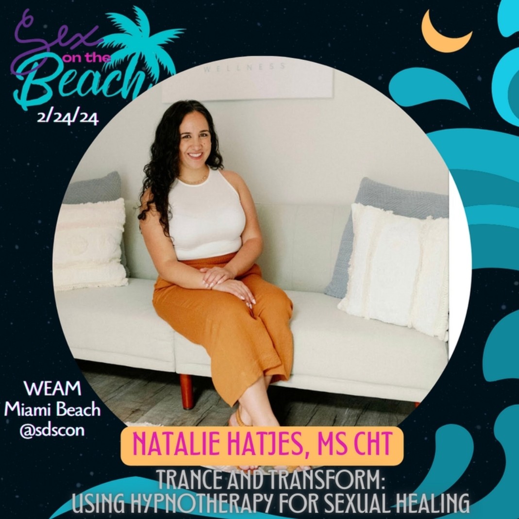 Natalie Hatjes is a renowned $*xual Wellness Hypnotherapist and owner of Lotus Cove Wellness. She will be guiding a workshop entitled Trance and Transform: Using Hypnotherapy for Sexual Healing' at #sotb #sdscon24 #justcome #thingstodoinmiami #YourExplorationDestination