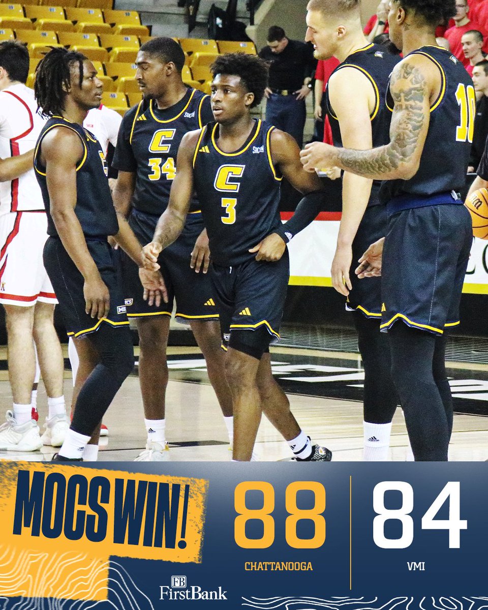 𝐌𝐎𝐂𝐒 𝐖𝐈𝐍! | Chattanooga 88, VMI 84 Doesn't matter how it looks. FIVE. STRAIGHT. ROAD. WWWWWINS! 🔥 16-8, 8-3 SoCon. @ UNCG on Sat. 4PM. #GoMocs