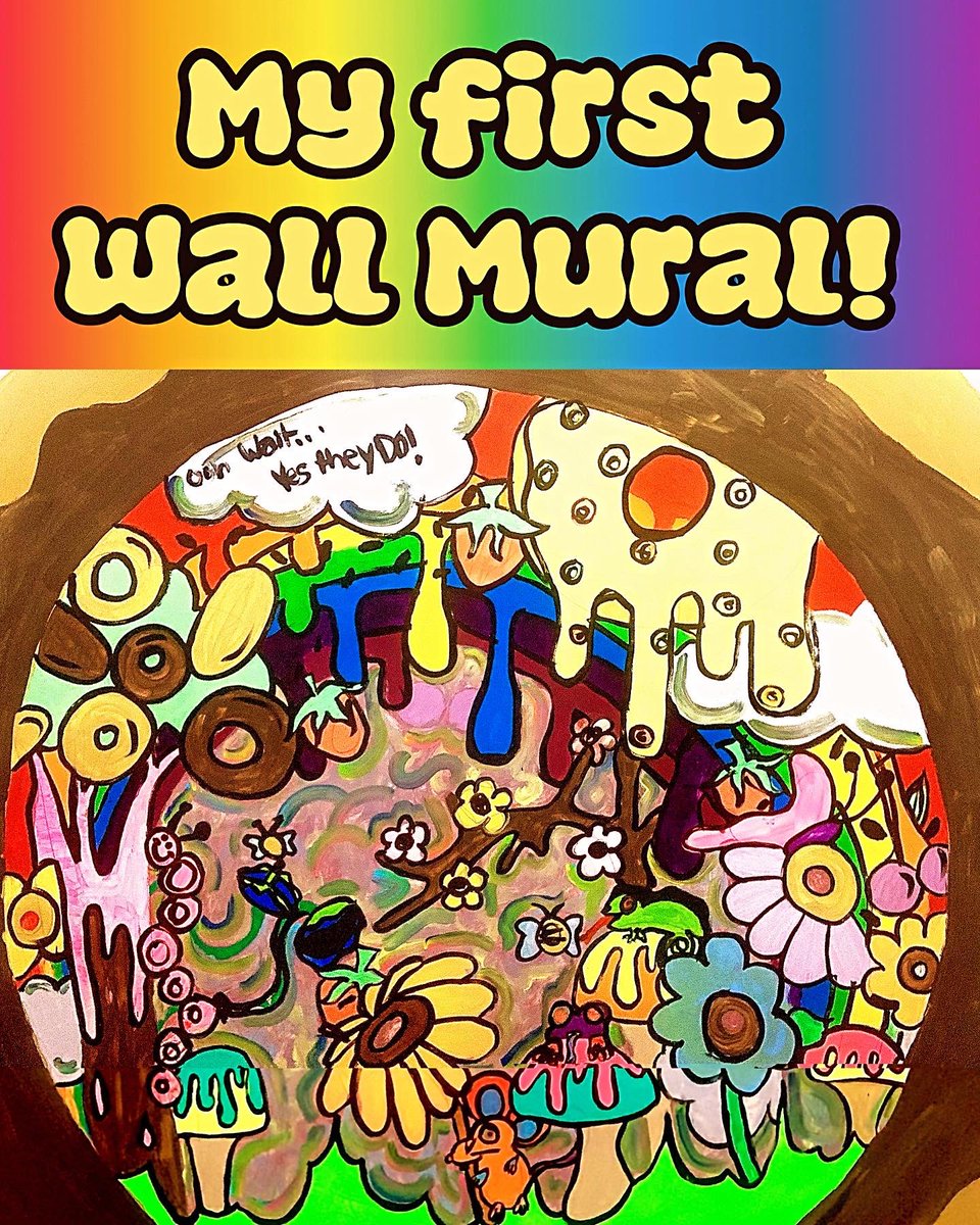 Roly_Pozole's tweet photo. Sprinkle Jungle - My first Mural 

#mural #jungle #donut #rainbow #sprinkles #sweet #trippy #art #flowers https://t.co/X6WQPNd7zO