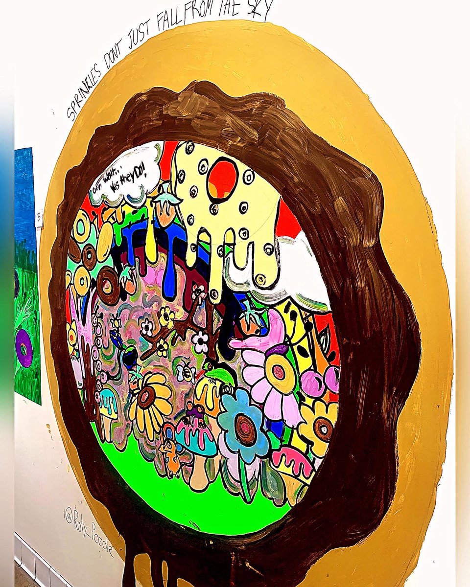 Roly_Pozole's tweet photo. Sprinkle Jungle - My first Mural 

#mural #jungle #donut #rainbow #sprinkles #sweet #trippy #art #flowers https://t.co/X6WQPNd7zO