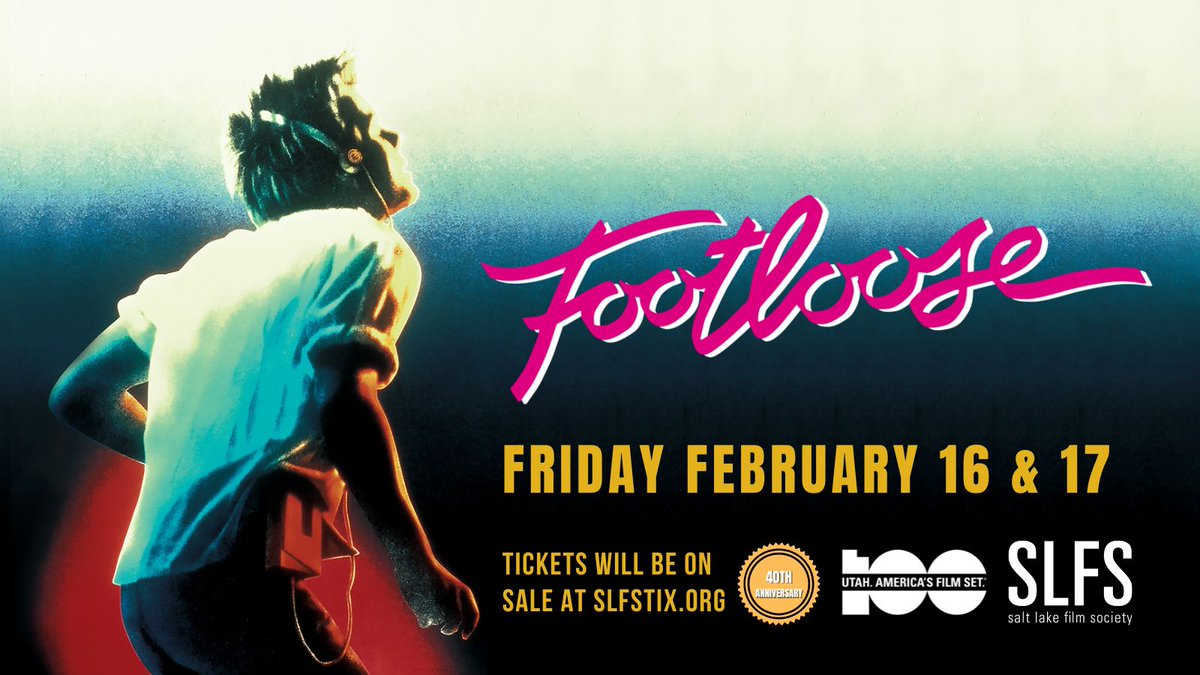 FOOTLOOSE. Friday 2/16 & Saturday 2/17.  80s classic + dance + romance. 40th Anniversary. Tickets will be on sale at SLFStix.org.
#film100 @kevinbacon #bacontopayson