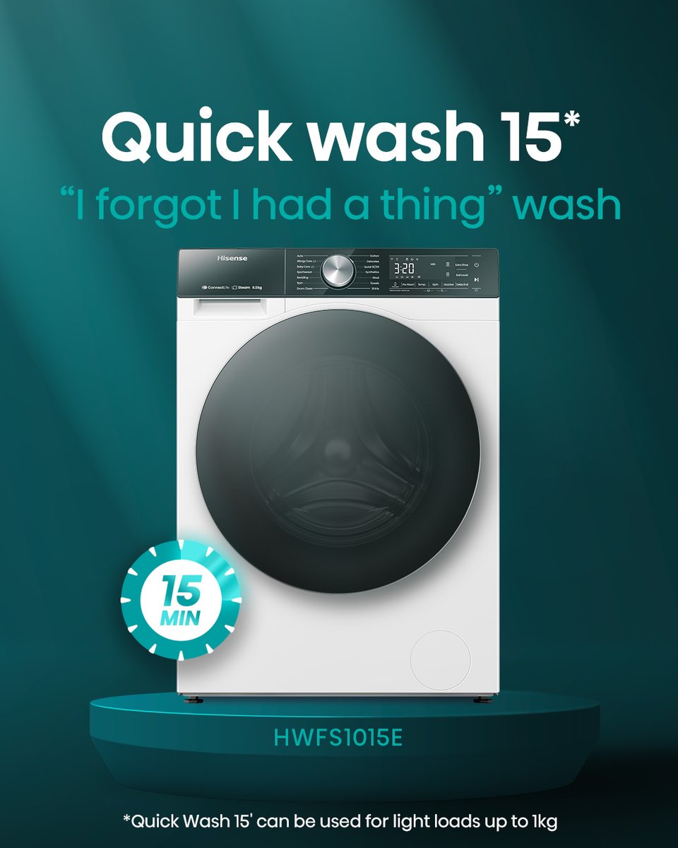 HisenseNZ's tweet photo. Or the "I missed my alarm!" wash ⏰ https://t.co/lcmJW2Ips9