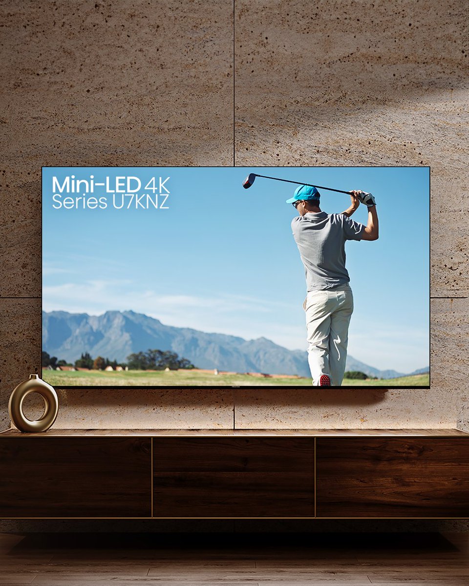 HisenseNZ's tweet photo. Tee up for the best open yet with the U7KNZ using AI Sports Mode for clear sound and 200 smooth motion. https://t.co/He04r8y4hr