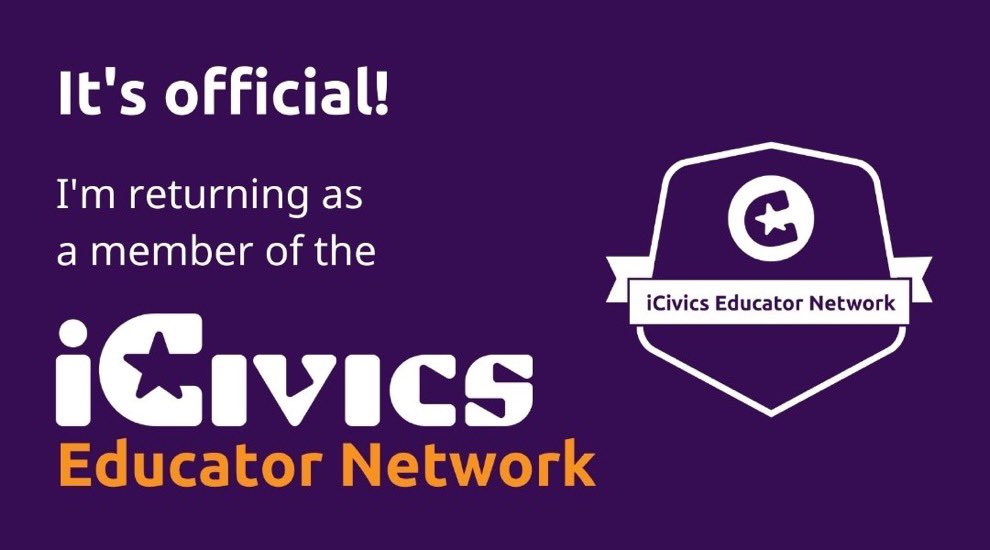I am thankful to return back to @icivics for another year! Thank you for all you do for educators! #icivicsEdnet