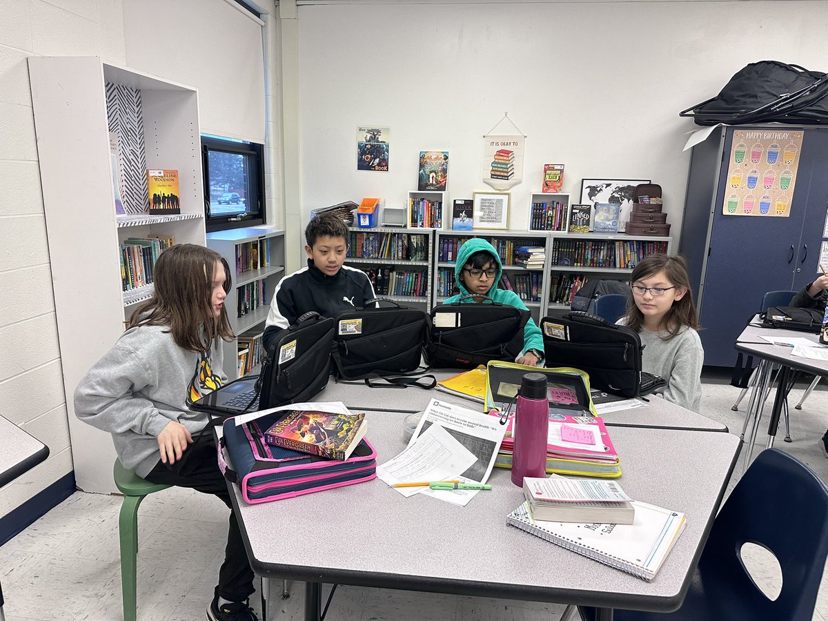 Students created surveys about technology for their parents to answer. Parents sent in questions about technology for their kids to answer. Data analysis and presentation happening in this classroom!