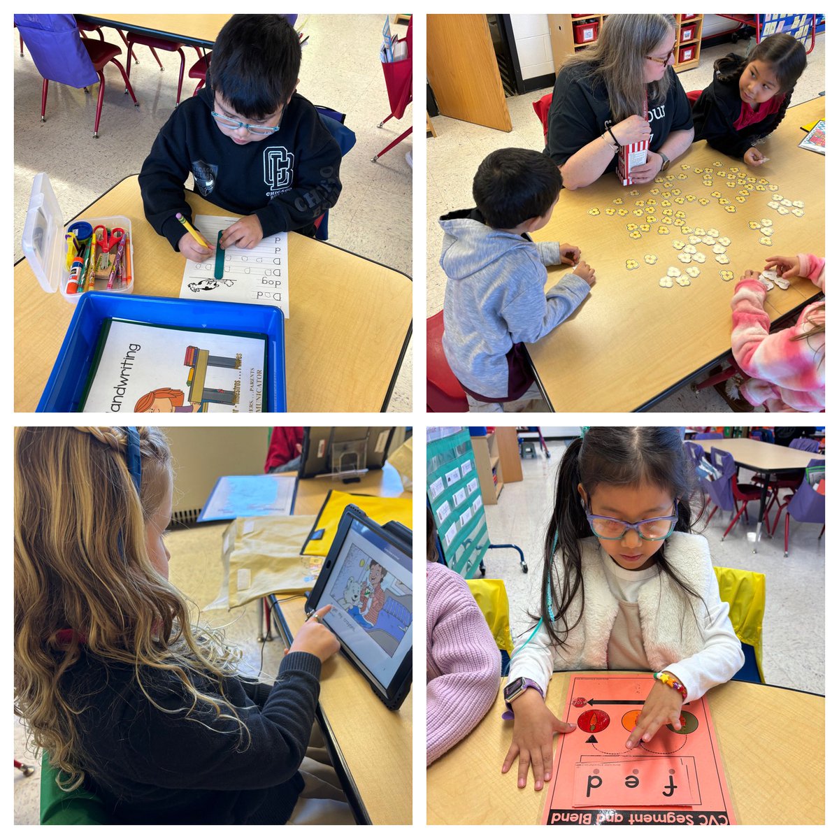 A glimpse of a  moment in kindergarten:
 
📓 Independent Handwriting Practice! 
📓 Literacy games with <a href="/5Giggers/">Kristine Giglio</a>. 
📓Reading📚 on our classroom tech. 
📓Guided Reading with the teacher!

Students love literacy centers &amp;  reading with their teachers daily! <a href="/rbpsEAGLES/">Red Bank Primary</a> #RBBisBIA
