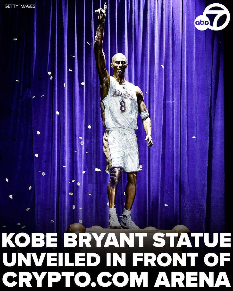 The Lakers unveiled a statue of Kobe Bryant wearing the No. 8 on his  uniform at https://t.co/96BVsZLOpQ Arena. 💜🏀💛 Vanessa Bryant said there  will be three statues - one with him wearing