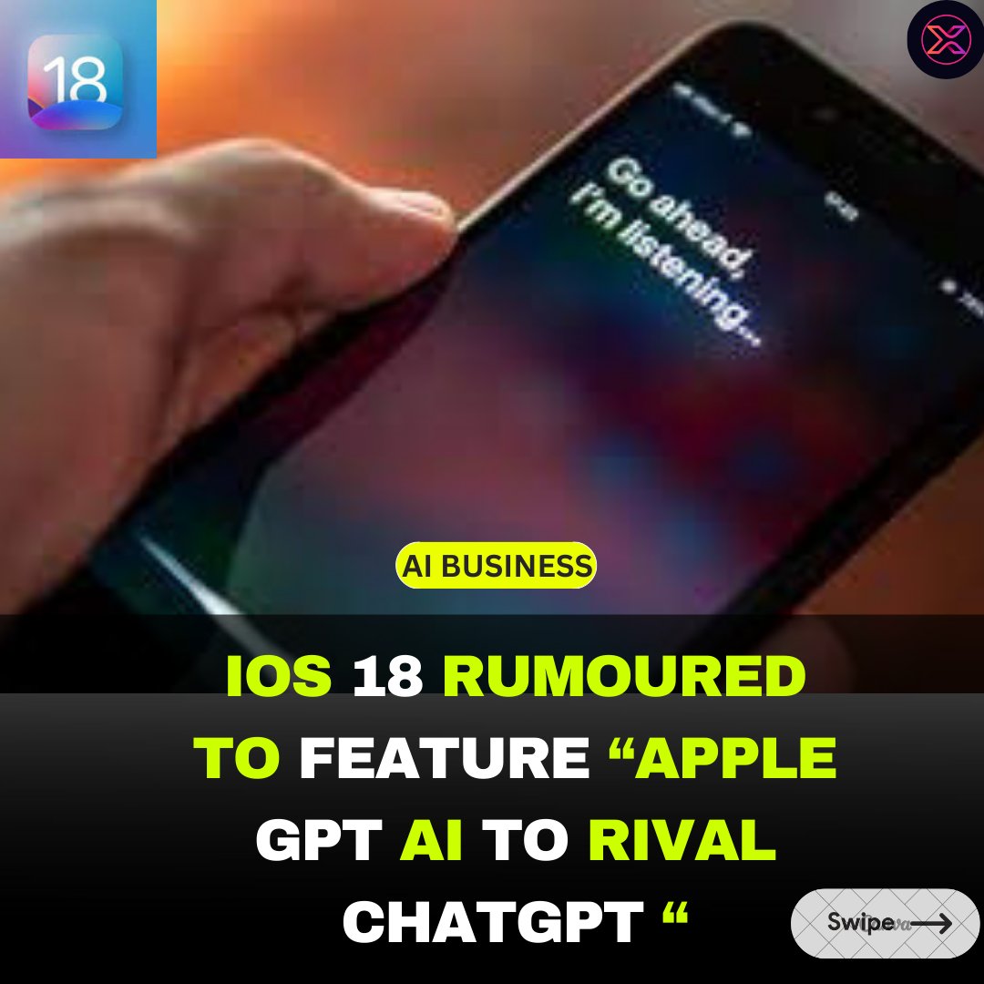 AI_infoHub's tweet image. Leaks suggest Apple might focus on artificial intelligence (AI) in iOS 18, with possible improvements for Siri. It’s rumored that Siri will get a major boost, possibly gaining access to a powerful Large Language Model similar to ChatGPT, dubbed ‘Apple GPT’.... #ios18 #applenews