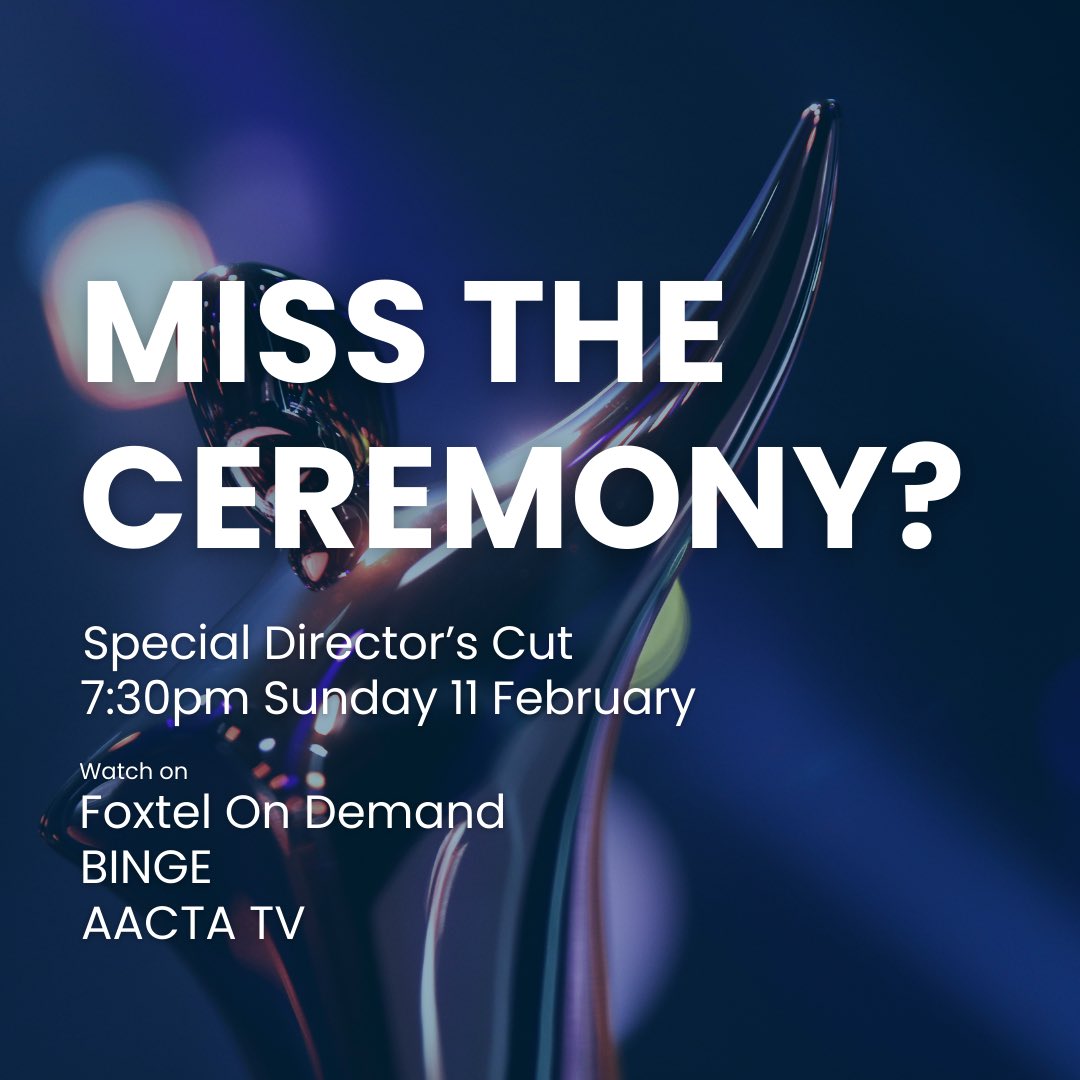 AACTA's tweet photo. The 2024 AACTA Awards presented by Foxtel Group are almost here 🤩
Catch the all the glitz and glam tomorrow on @Channel10AU from 7pm! Miss the show? Catch the directors cut on Sunday 11 on Foxtel On Demand, @binge and #AACTATV
#AACTAs #AACTAAwards https://t.co/YBXmOVVBaC