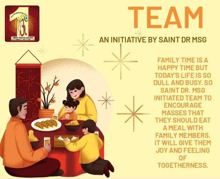 InsanNeeru2's tweet photo. Saint Dr. MSG insan has launched a new welfare campaign #TEAMCAMPAIGN under which lakhs of people have pledged to have a family meal once a week and spend quality time with each other.
 Saint Dr.Gurmeet Ram Rahim ji human
#familytime
#TEAM https://t.co/tZpW6QOi38