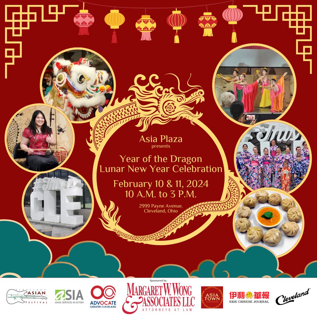 Celebrate the Year of the Dragon Lunar New Year this weekend on Sat. Feb. 10th & Sun. Feb. 11th from 10 a.m. to 3 p.m. at Asia Plaza! #LunarNewYear #YearOfTheDragon #SpringFestival #ChineseNewYear #ThisIsCLE #TheLandForLife
