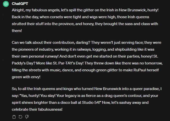 ru paul breaks her silence on the irish in new brunswick! 

watch out Irving, there’s a new oil queen in town!