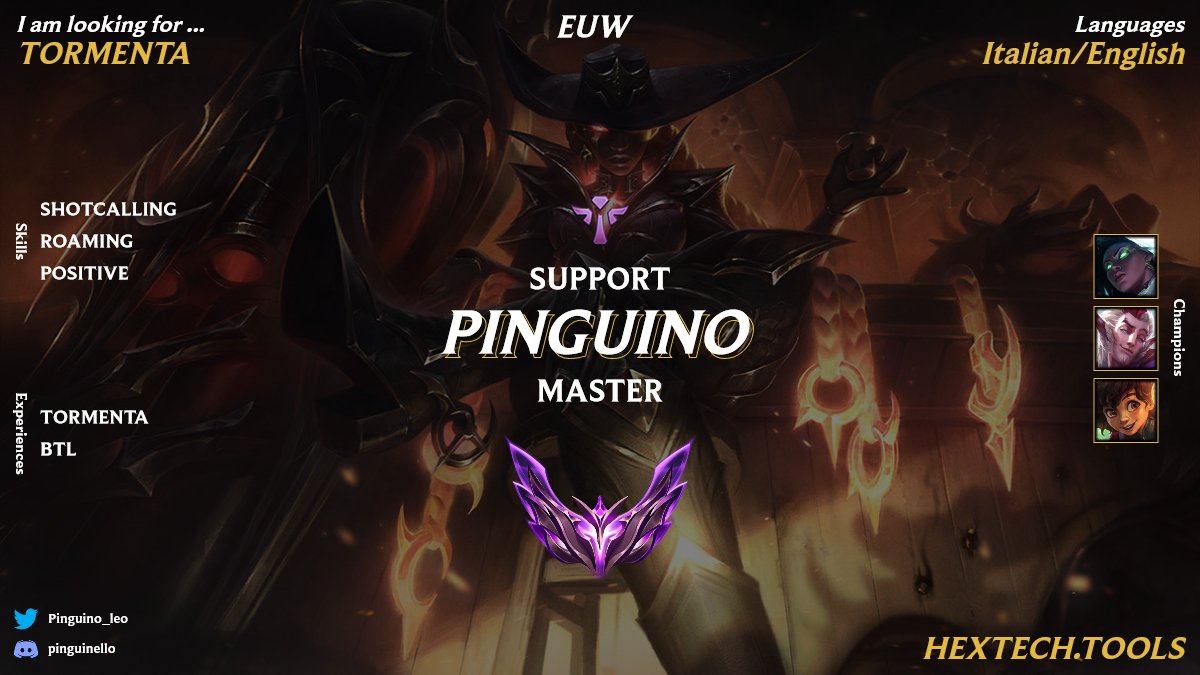 Pinguino (@leo_pinguino) on Twitter photo After my short experience with macko academy i'm again lft
<a href="/LoL_LFT_ITA/">LoL LFT 🇮🇹</a> <a href="/lft_prime/">Prime League LFT</a> <a href="/LFT_LoL_EU/">LFT_LoL_EU</a> After my short experience with macko academy i'm again lft
<a href="/LoL_LFT_ITA/">LoL LFT 🇮🇹</a> <a href="/lft_prime/">Prime League LFT</a> <a href="/LFT_LoL_EU/">LFT_LoL_EU</a>
