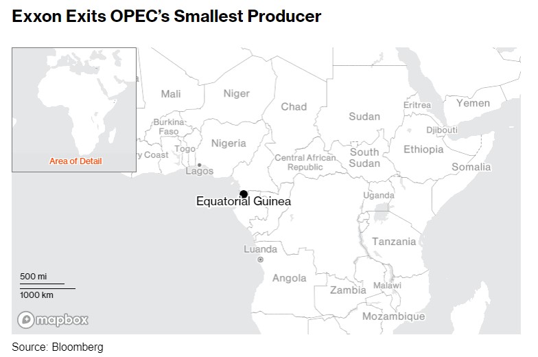 Breaking -- Exxon Mobil plans to exit Equatorial Guinea in 2Q, marking the end of nearly 30 years in the West African nation. Zafiro field pumped over 1bn barrels, enriched the ruling elite yet human rights remained elusive Full story w/ @pburkhardt: rb.gy/kzf51p