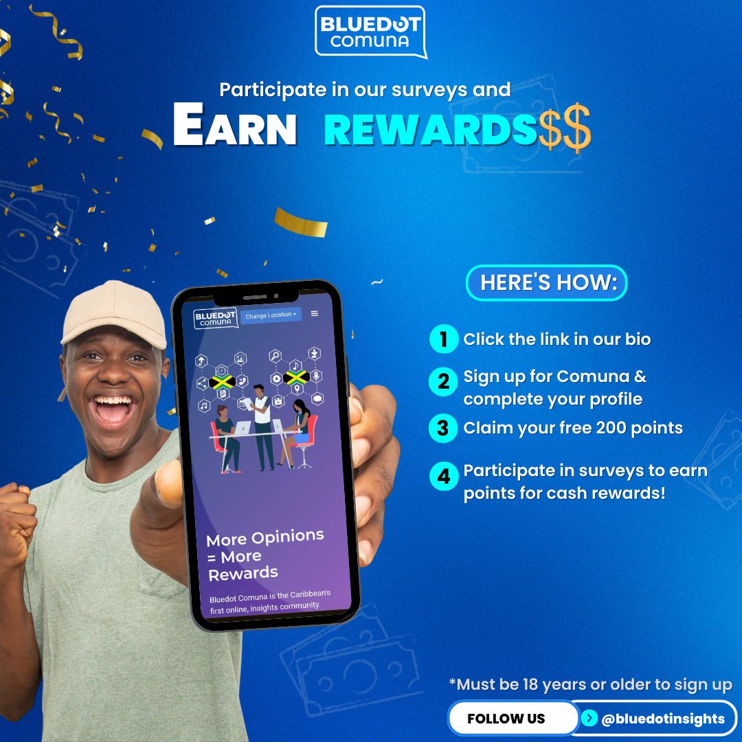 Join our online insights community and earn rewards!
Click the link in our bio to sign up for Bluedot Comuna today. 
#marketresearch #BluedotComuna #moreopinionsmorerewards