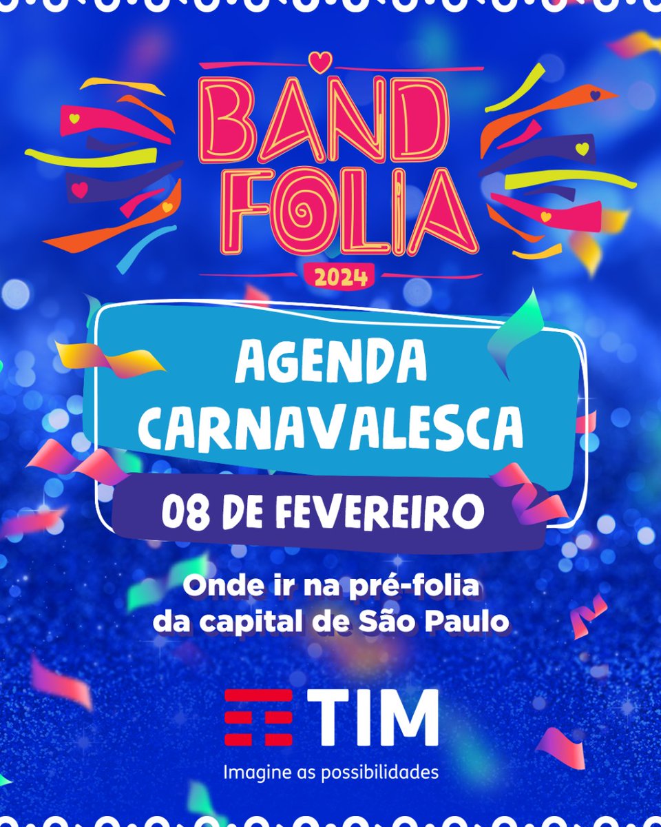 BandJornalismo's tweet photo. Falta pouco para começar o Carnaval. Se você quer passar os dias de folia conectado, pode realizar o Test Drive TIM. Quem não é cliente garante 30GB de internet por até 30 dias. https://t.co/3o9EHiNDdI
#TestDriveTIM #BandFolia #EutoNaBand
Oferecimento: @TIMBrasil https://t.co/qX5cVvufgf
