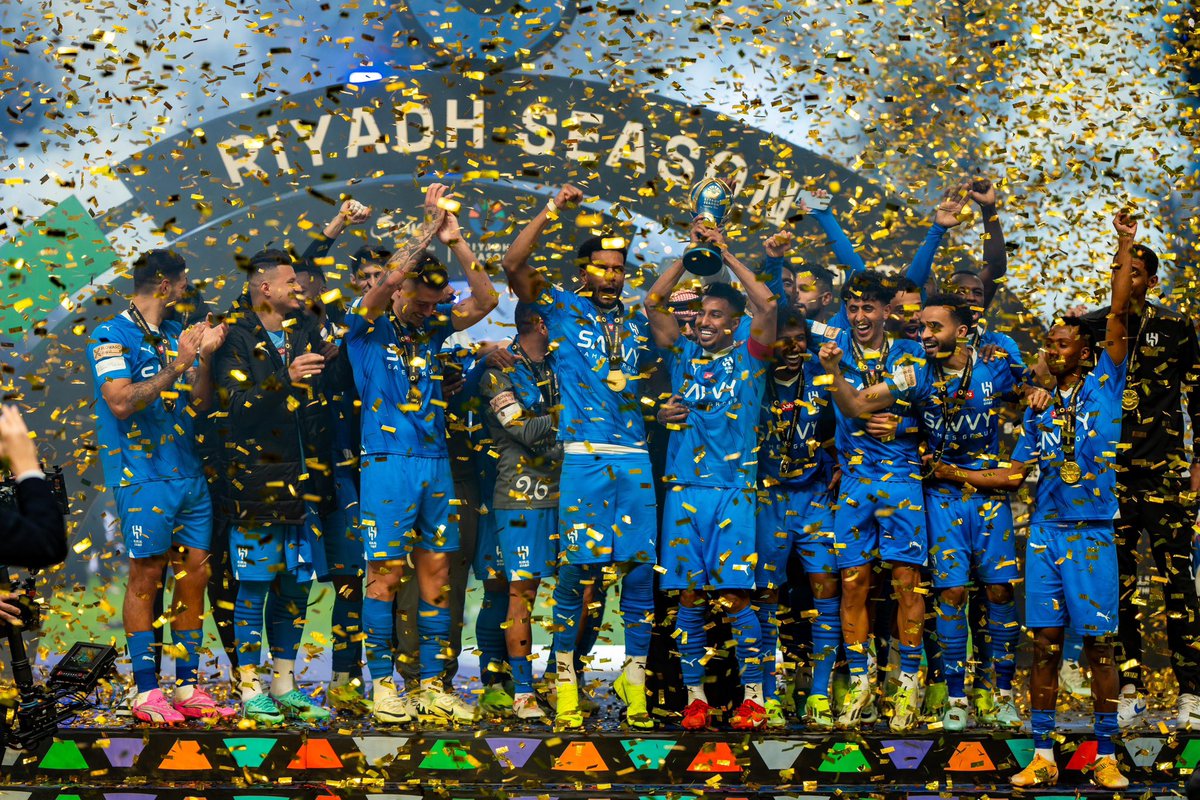 Turki_alalshikh's tweet photo. ختام #كأس_موسم_الرياض بفوز فريق الهلال 🏆🇸🇦⚽️

The finale between Al Hilal vs Al Nassr ends up with Al Hilal winning the match for #RiyadhSeasonCup 🏆🇸🇦⚽️

#BigTime
#RiyadhSeason
#برنامج_جودة_الحياة https://t.co/x3NO6C5cLq