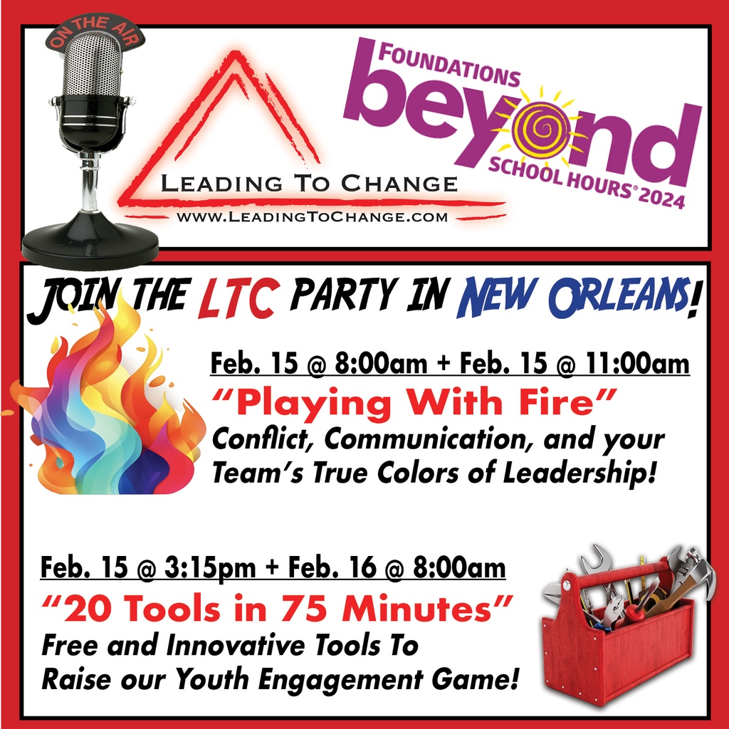 Who's heading to New Orleans next week!  Thrilled to be returning for our 14th year presenting at the Beyond School Hours conference!  Come join us... #standingroomonly