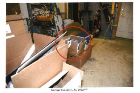 BryanDeanWright's tweet photo. This is a box full of Top Secret information in Joe Biden’s garage.

As a former CIA officer, I’d be in prison if that box were in my home.

Joe Biden, however, gets protected by his DOJ and sits in the White House.

This is The Swamp, folks. And the death of our Republic. https://t.co/fazNSOSWxP