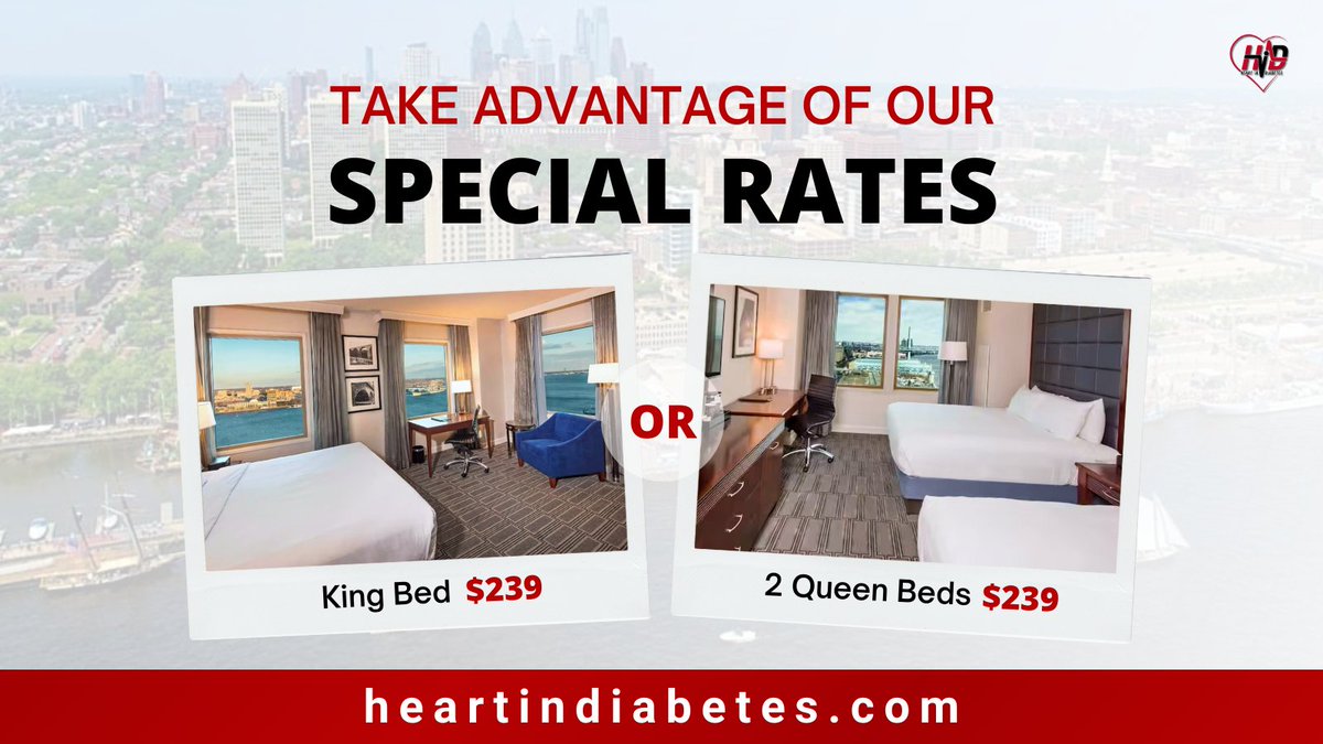 Only two room types left! Experience the @HeartinDiabetes conference in comfort and luxury at the @HiltonPennsLndg. Book now for exclusive rates and enjoy the convenience of staying right at the venue while exploring vibrant Philadelphia. Reserve at heartindiabetes.com/accommodations #CME