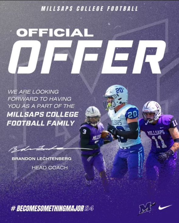 After a Conversation with <a href="/coach_lonardo/">Coach Lo</a> Im blessed to receive an offer from <a href="/MajorsFootball/">Millsaps Football</a>