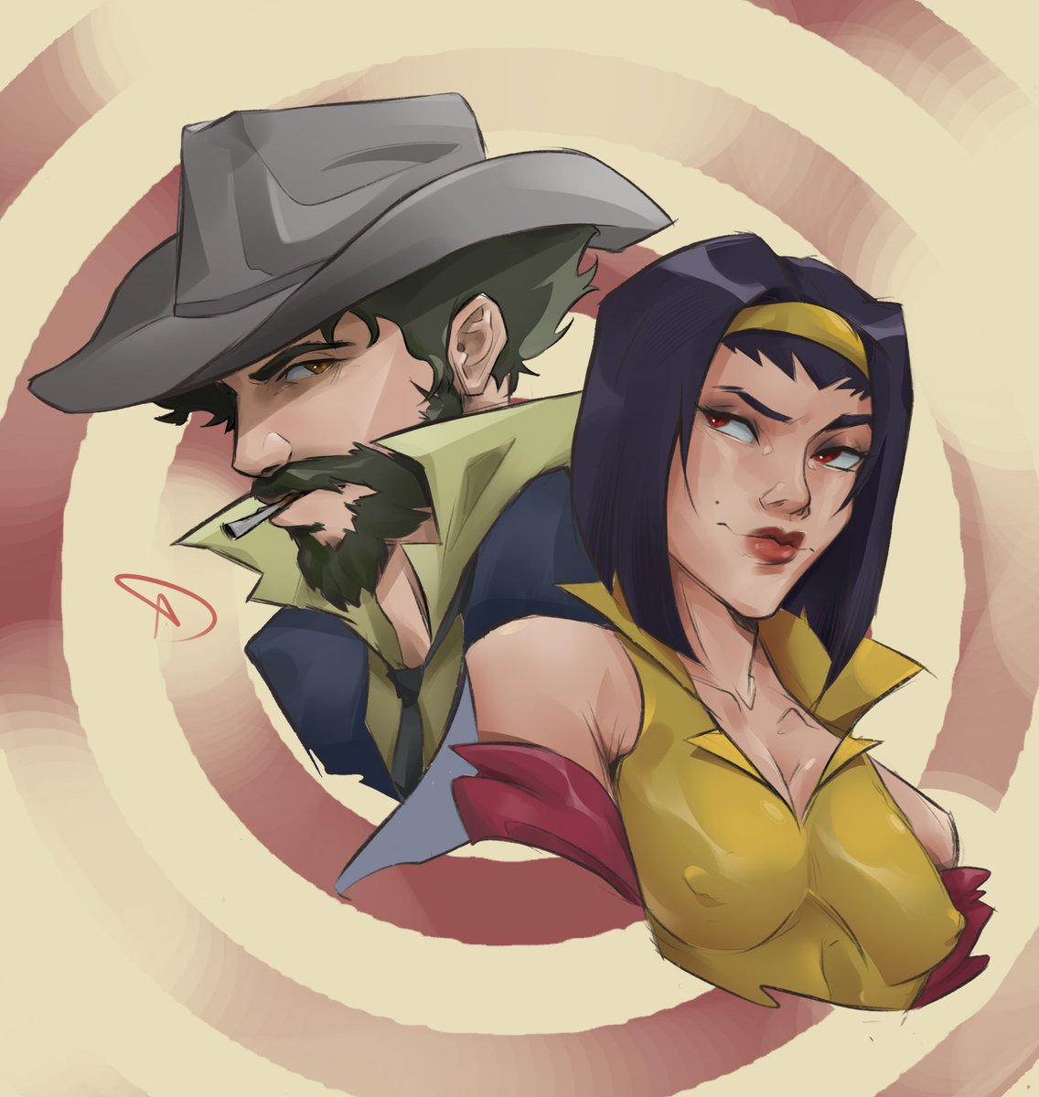 29_androyed's tweet photo. Concept Illustration for the upcoming collab!!! #OverwatchFanart 
#Overwatch2 x #CowboyBebop https://t.co/OAyM8Jo1hR