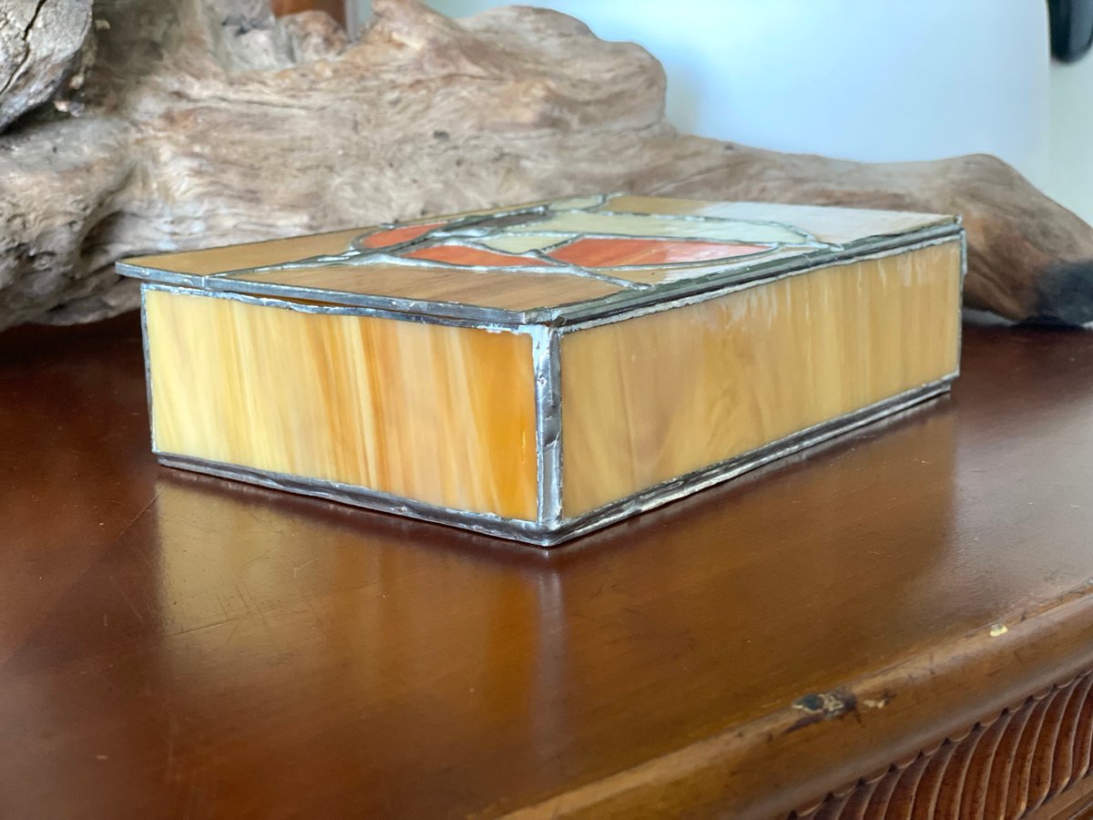 🐕 Big deals! Trinket Box, Vintage and Hand Crafted Stained Glass Trinket Box with Flying Goose Design, Vintage Home Decor, Vintage Gift, Retro Home Decor only at $68.00 on etsy.com/listing/112403… Hurry. #BathroomDecor #StorageBox