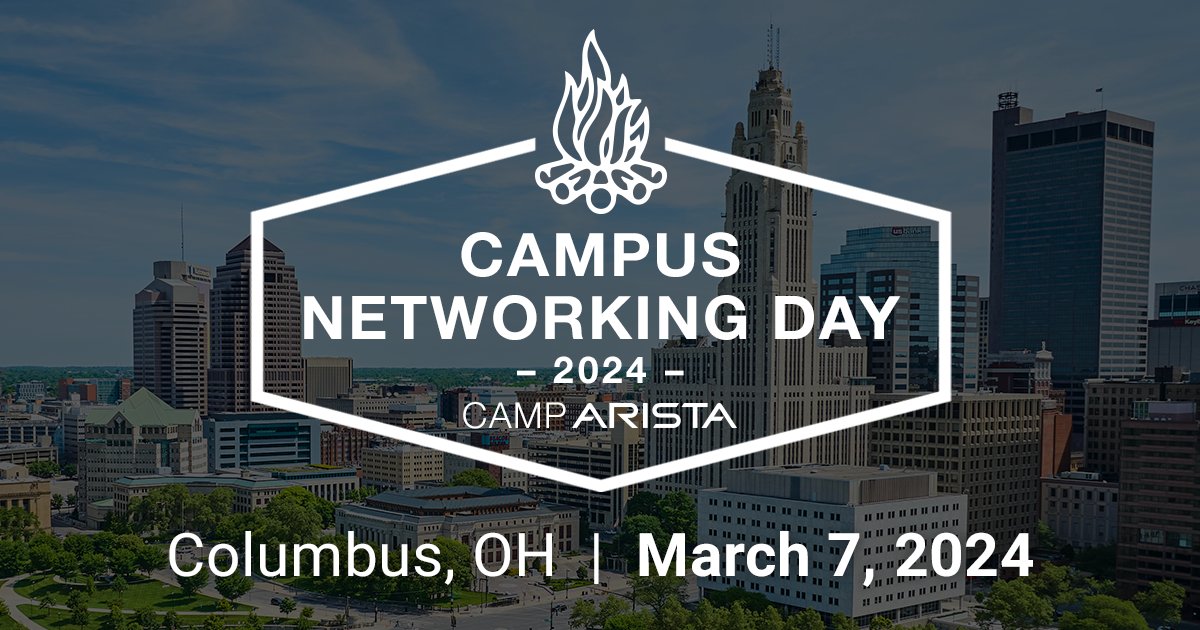 If you’re in the Columbus, OH area and have questions about the future of networking or if your network isn’t reliable, join us at Camp Arista for Campus Networking Day!
 
Get updates to increase network security, productivity, &amp; reliability. Register 👉 bit.ly/3HRBah9