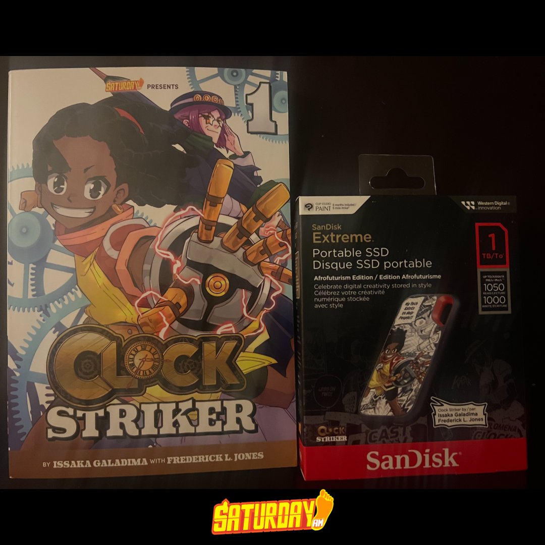 Saturday AM founder &amp; CLOCK STRIKER creator, @FrederickLJones chats with <a href="/SanDisk/">Sandisk</a> on building the World's most diverse manga brand as well as their partnership to produce a CLOCK STRIKER inspired 
Sandisk Portable SSD the 'Afrofuturism Edition'.
Watch it &gt;
youtu.be/Bb8KAOb1z_s