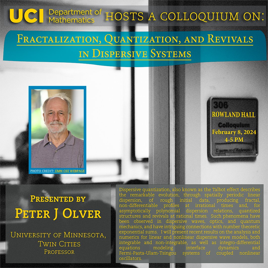 Today we invite Peter J. Olver to sharing his work in dynamical systems theory! #ucimath