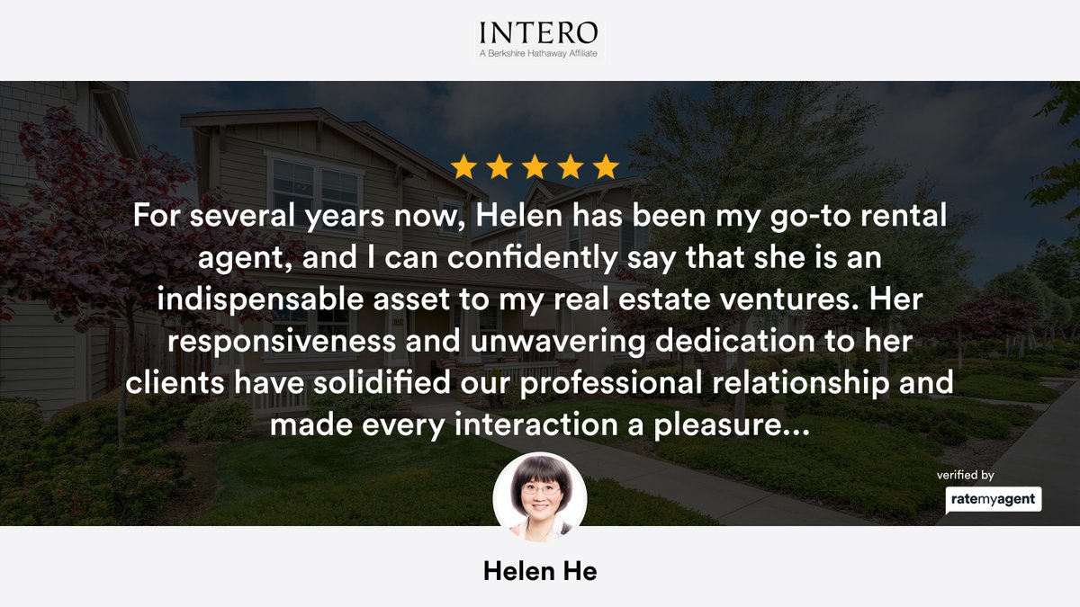 helenqhe's tweet image. My latest RateMyAgent review in Morgan Hill.
 01720584
rma.reviews/eyloYJK4cbV0

...
#ratemyagent #realestate #Intero
