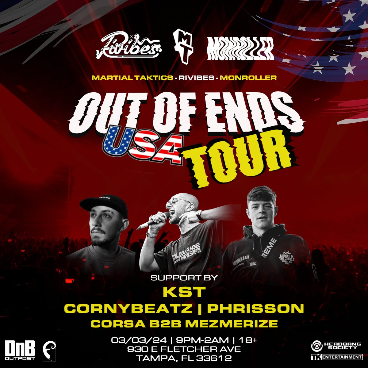 dnboutpost's tweet photo. The UK is taking over the states! March  3rd, the OUT OF ENDS TOUR takes, Martial Taktics, &amp;  Rivibes across the pond to bring us authentic, UK-based drum and bass at none other than the legendary intimate venue, @TK__Lounge 
https://t.co/HMHmtynJ60 https://t.co/IV6qBrH83Z