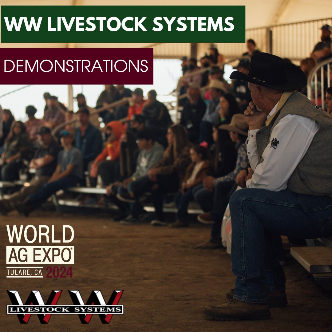 Join WW Livestock Systems in their Demonstration Pavilion throughout the show to see their products in action! The setup includes a Sweep System, Hydraulic Calf Table, Maternity Pen, Live Cattle Auction, and more. See the schedule at bit.ly/WAE24Demonstra…. #WAE24
