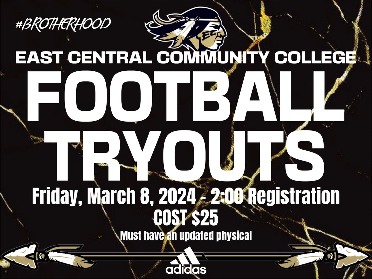 East Central Warrior Football 🏈 (@eccc_football) on Twitter photo 🚨IF YOU DID NOT SIGN YESTERDAY ITS NOT OVER YET‼️
‼️Come show us you belong in the Brotherhood‼️
🗓️March 8
🕑2:00 PM Registration
📍Warrior Hall
💵$25
#BROTHERHOOD X #FearTheSpear 🚨IF YOU DID NOT SIGN YESTERDAY ITS NOT OVER YET‼️
‼️Come show us you belong in the Brotherhood‼️
🗓️March 8
🕑2:00 PM Registration
📍Warrior Hall
💵$25
#BROTHERHOOD X #FearTheSpear