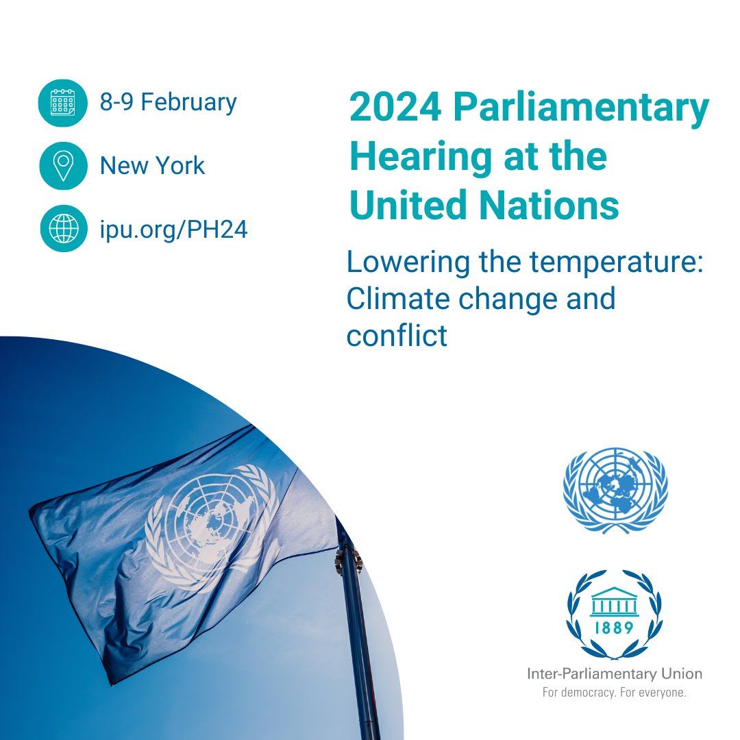 Conflicts cause enormous environmental degradation with tremendous repercussions to human life. How can countries + local communities prevent #climate -related conflict? Topic for discussion at the #UN/ #IPU Parliamentary Hearing. #PH24 ➡️ipu.org/PH24 @NisreenElsaim