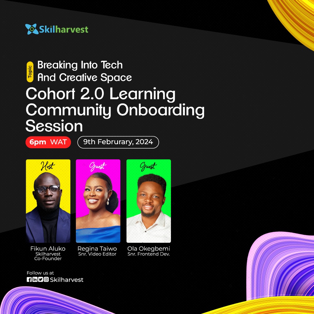 Fikunayomialuko's tweet image. Tomorrow is D-day, we kick-start @skilharvest Cohort 2.0 Learning Community | Phase II . I can wait to meet this new set of passionate talents across 11 program streams in tech and creative.

Let&apos;s go!.

#Fikunaluko #skilharvest  #techskill #techtent, #Digitalskill