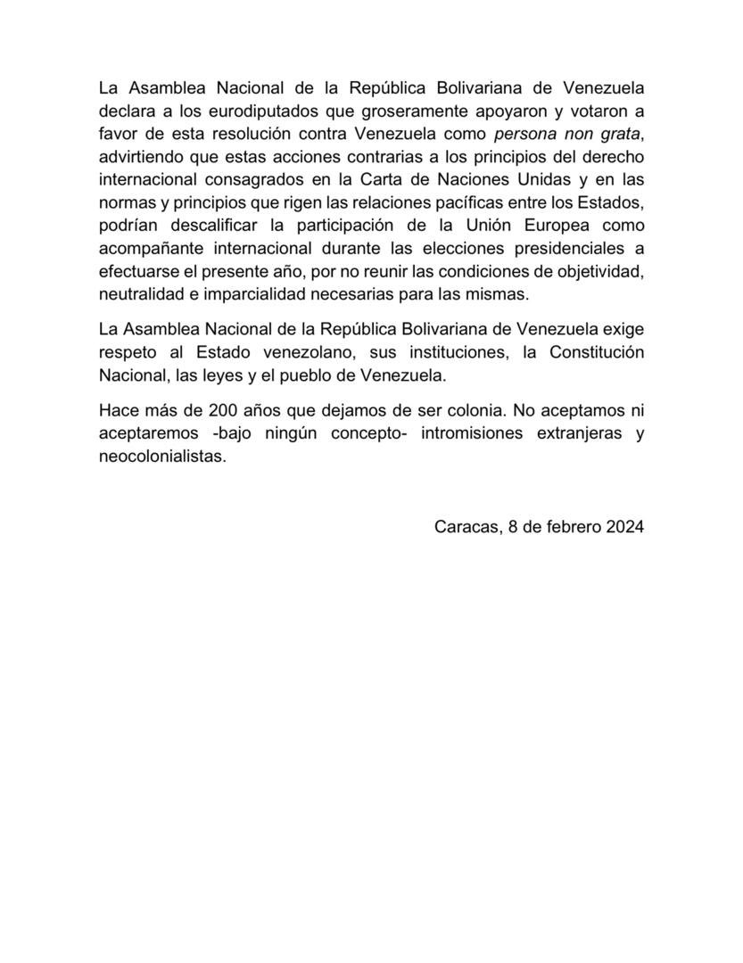 Sobre la infame e insolente resolución de los trasnochados del Parlamento Europeo de fecha 8 de Febrero. Tropezando 100 veces con la misma piedra