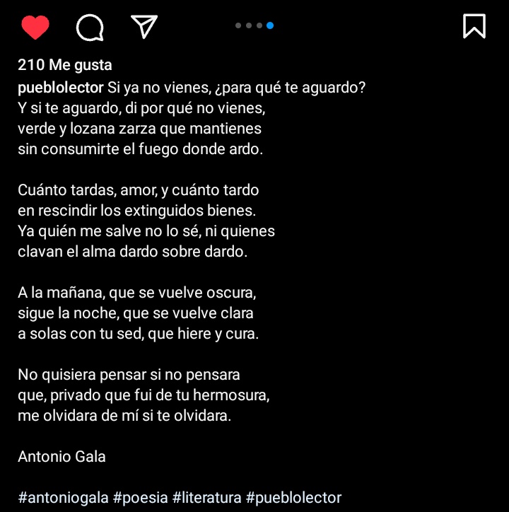 lectorologo's tweet photo. "Me olvidara de mí si te olvidara"
Antonio Gala https://t.co/1Kte0Sf8NW