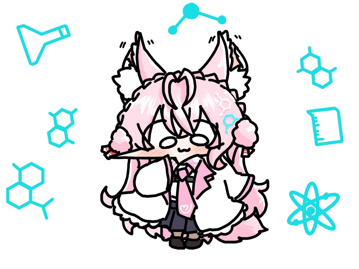 hakui koyori ,hakui koyori (1st costume) 1girl hexagon animal ears pink hair animal ear fluff solo skirt  illustration images