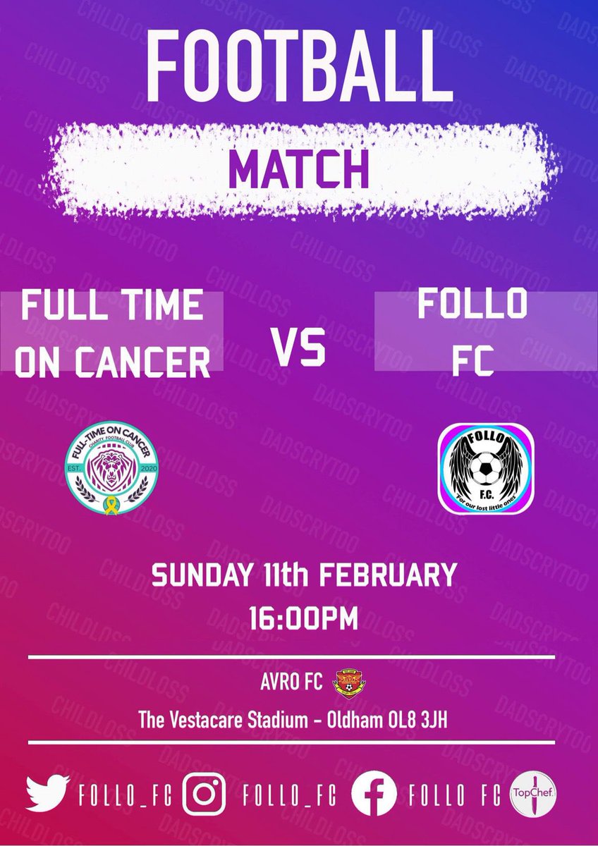 <a href="/AvroFC/">Avro FC</a>  <a href="/FTOC_FC/">Full-TimeOnCancer F.C 🎗💚</a> <a href="/VestacareStadia/">The Vestacare Stadium</a> 💜💙 
#Dadscrytoo #follofcdads