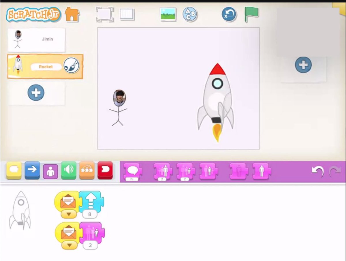 Charvey5H's tweet photo. What is parallel programming in coding? Participants  explore how parallel programming works in #ScratchJr with @hannon131. Debugging codes and timing also came up as important things to pay attention to in order for programs to run properly. @techstrodinaire https://t.co/dZ7D8c6e4f