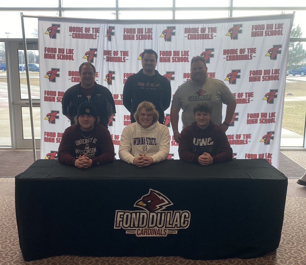 Congratulations to <a href="/mengel_max/">Max Mengel</a> , <a href="/Caleb94503586/">Caleb Kottke</a> and <a href="/tanner_dalske/">Tanner Dalske</a> for their commitment to play college football! <a href="/FondyFB/">Fond du Lac Football</a> is very appreciative of all the hard work that you put into the program and we all look forward to supporting you in your college career! #Cards #FAMILY