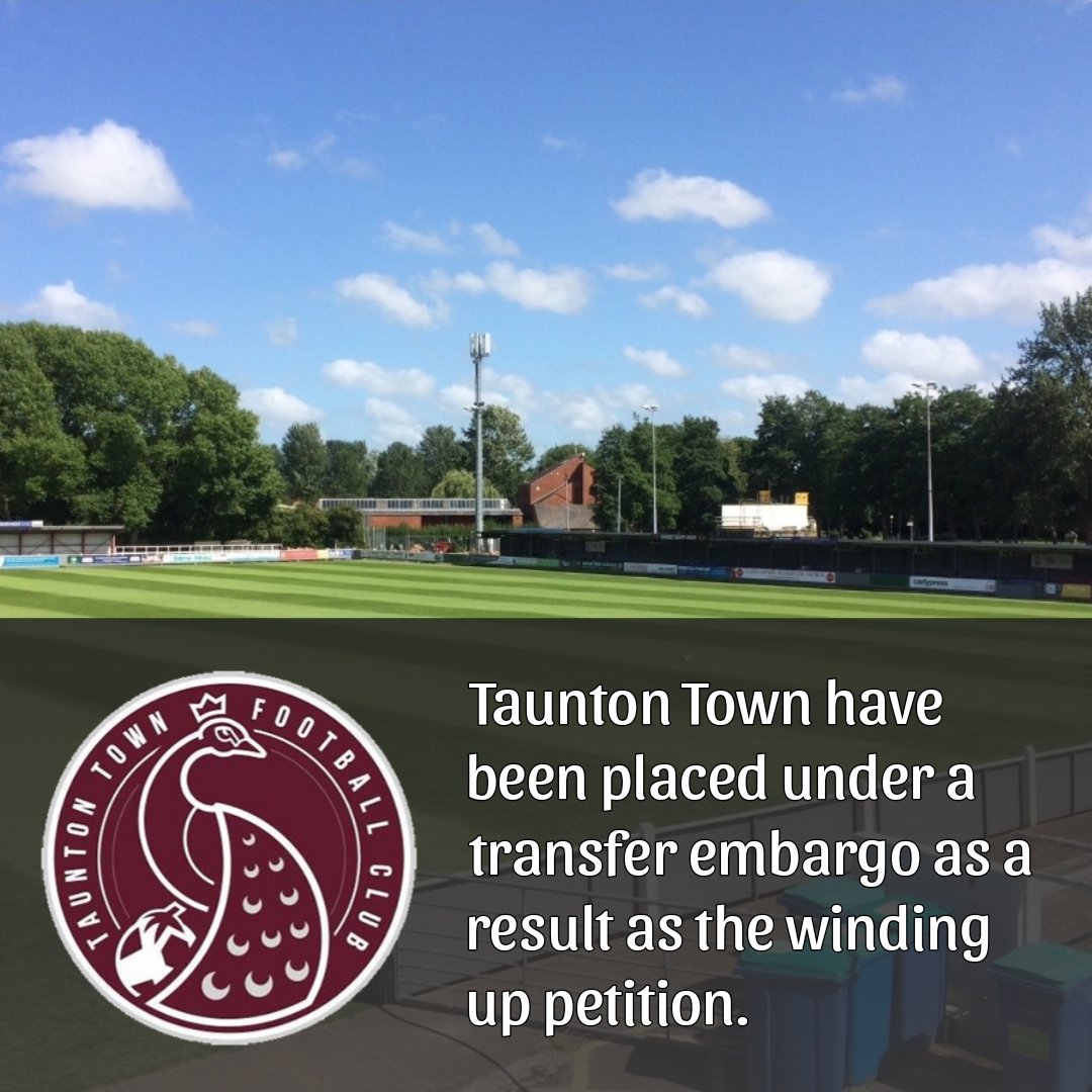 A couple weeks after being hit with a winding up petition, Taunton Town have been placed under a transfer embargo with immediate effect.

#taunton #tauntontown #nationalleague #nationalleaguesouth #nonleague #nonleaguefootball #football