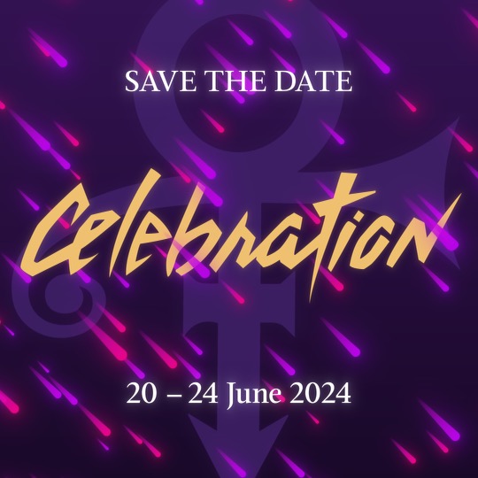 IT’S OFFICIAL: SAVE THE DATE - CELEBRATION 2024 This year, Celebration will take place closer to the 40th Anniversary of Purple Rain ☔️ We will also be launching the Year of Purple Rain starting in June and we look forward to seeing the Purple FAM from all across the world.…