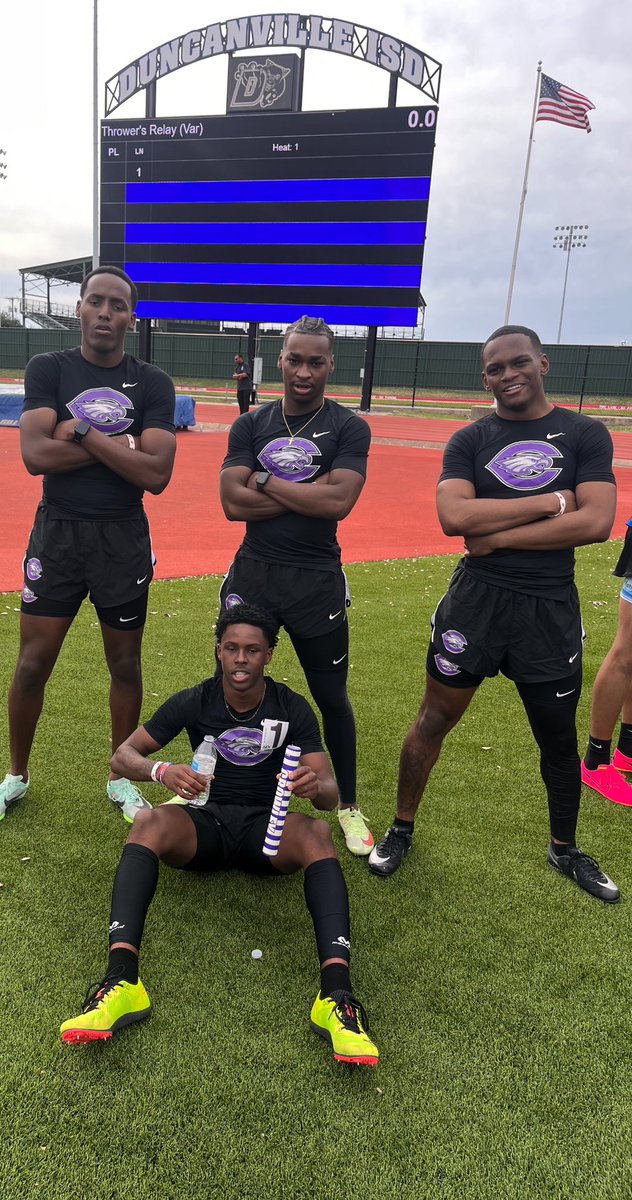 Sprint Medley 1st Place at the Duncanville Meet!  Good Start!  #CrowleyTough🦅🦅
