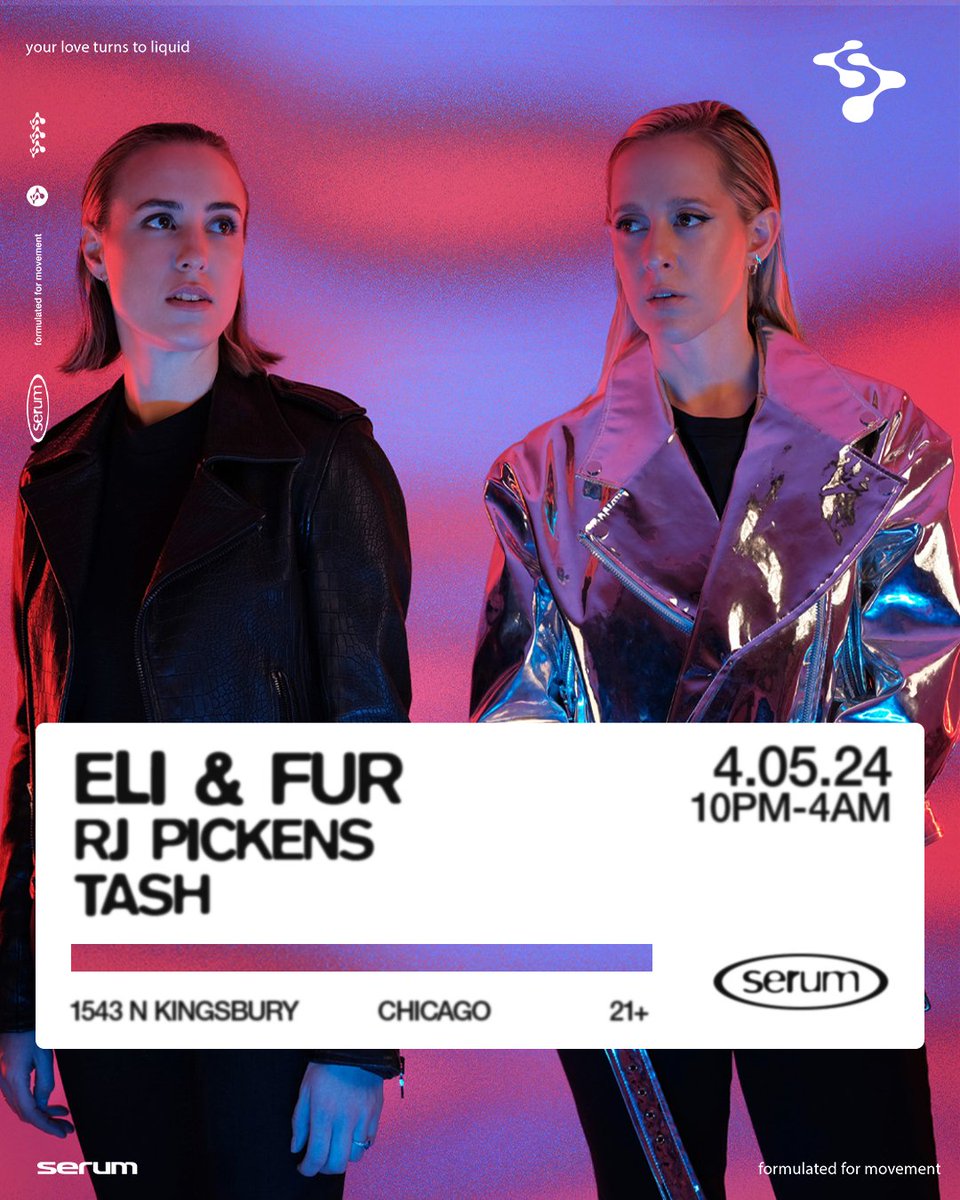 just announced :: <a href="/eliandfur/">Eli & Fur</a> are back in Chicago on friday 4.5 to make their SERUM debut ✨

tickets are on sale now! 

🎟️ :: go.prysmchicago.com/serum0405